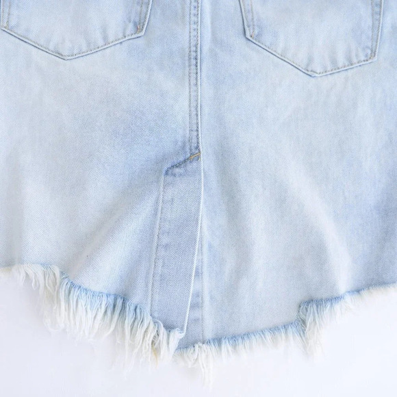 One Teaspoon Light Wash Distressed High Waist Long Rise  Fitted Mini Denim 24 - Picture 11 of 12
